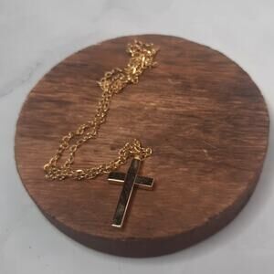 Gold Tone Cross Pendant Necklace